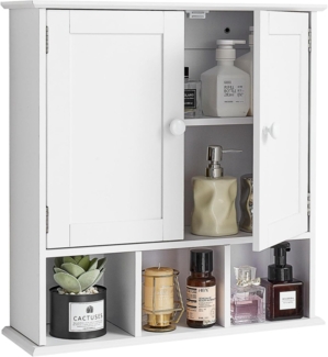 VEVOR Badezimmer Wandschrank Medizinschrank mit 2 Türen & verstellbaren Regalen, Aufbewahrungsschrank über der Toilette zur Wandmontage, Hängeschrank mit 3 offenen Fächern für Küche, Toilette