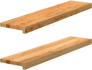 vidaXL Stufenmatte Fensterbänke 2 Stk. Hellbraun 90 x 20 x 2 cm Massivholz Eiche, Rechteckig