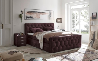 ED Lifestyle Cashfield 8 Boxspringbett Holzwerkstoff/Tonnentaschenfederkern H2 180x200 cm Aubergine