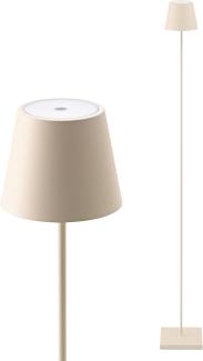 SIGOR Nuindie Stehleuchte - Dimmbare LED Akku-Stehlampe Indoor & Outdoor, IP54 spritzwassergeschützt, Höhe 120 cm, aufladbar mit Easy Connect, 12 h Leuchtdauer, dünenbeige