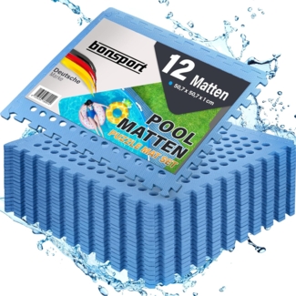 bonsport Pool-Bodenschutzfliese Pool Matten, blau, 12-St.
