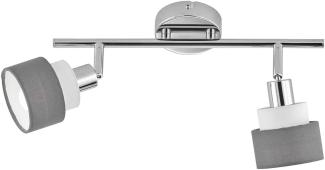 Deckenlampe, Stahl Textil, chrom grau, verstellbare Strahler
