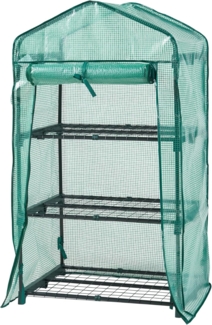 Gewächshaus Chaam mit 3 Ablagen 125x69x49cm Grün [en. casa]