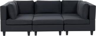 Beliani 'Unstad' Sofa, Schwarz, Leinenoptik, 72 x 76 x 228 cm, mit Ottomane, U-Form