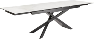 riess-ambiente Esstisch EUPHORIA 180-220-260cm weiß / schwarz · Keramik-Platte · ausziehbar (Einzelartikel, 1-St), 3-Stufen für 8-12 Personen · Metall-Beine · Marmor-Design · Industrial