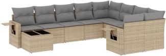 vidaXL 10-tlg. Garten-Sofagarnitur mit Kissen Beige Poly Rattan 3252996