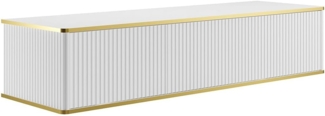 Vente-unique - Waschbeckenunterschrank hängend - 2 Schubladen - Streifenoptik - Goldfarbene Umrandung - Weiß - 150 cm - KELIZA