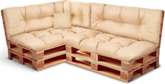 Palettenkissen Set – Sitzkissen für Europaletten Wasserdicht – Palettenpolster, gefüllt mit granuliertem Poulirette-Schaum – Inkl. 2x Sitzkissen 120x80 +Rückenlehne 120x40 sowie 60x40 & 40x40