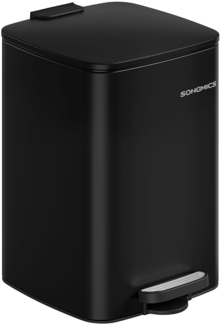 Songmics Mülleimer Küche, 20 Liter Abfalleimer, Tretmülleimer, Stahl, mit Inneneimer, Softclose, Offenhaltefunktion, tintenschwarz LTBDE592B02