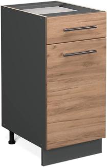 Vicco Küchenschrank Küchenmöbel Küchenzeile Fame-Line modern Küche Einbauküche Blende Unterschrank Hochschrank Hängeschrank (Anthrazit-Goldkraft, Schubunterschrank 40 cm)