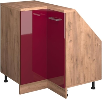 Eck-Küchenschrank für Dachschrägen R-Line Rot Hochglanz 75.6 cm mit 1 Tür Vicco