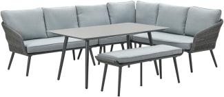 Garden Impressions Gartenlounge-Set Hohe Dining Aluminium Rope Lounge "Davis Rechts", wasserabweisende Kissen