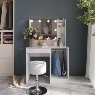 Schminktisch Sherry Weiß/Weiß Hochglanz 89.8 cm 5 Teile Vicco