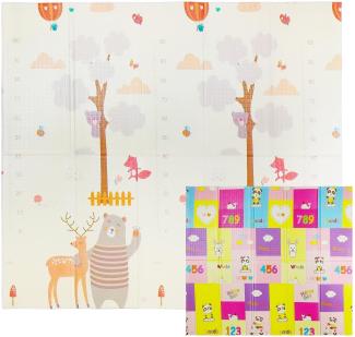 CCLIFE Krabbelmatte Spielmatte Baby Schadstofffrei 196 x 175 x 1. 4cm Faltbar Spielunterlage Spielteppich Groß Rutschfest Beidseitig Tragbar Wasserdicht für Innen Außen Bunt