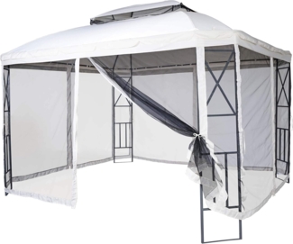 Pergola HWC-E42, Garten Pavillon, mit Moskitonetz 3,6x3 m ~ creme