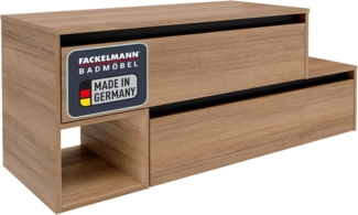 FACKELMANN VITA Waschbeckenunterschrank 129 cm breit, Braun hell, mit schwarzen Blenden, 1 Fach, Ablage rechts, asymmetrisch