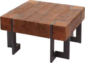 Couchtisch HWC-A15, Tanne Holz rustikal massiv ~ braun 70x70 cm