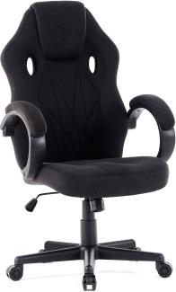 SENSE7 Gaming Stuhl Prism, ergonomischer Gaming Sessel, Gaming Chair mit Wippfunktion, Gepolsterte Armlehnen, Stoff Bürostuhl bis 120kg, PC Stuhl Schwarz