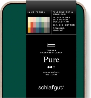 Schlafgut Spannbettlaken PURE TOPPER in Gr. 90x200, 140x200 oder 180x200 cm, Laken für Topper, Jersey-Elasthan, Gummizug: rundum, (1 Stück), aus 95% Bio-Baumwolle 5% Elasthan, für Matratzen bis 10 cm Höhe