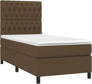 vidaXL Boxspringbett mit Matratze & LED Dunkelbraun 90x200 cm Stoff 3135088