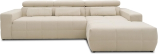 DOMO. collection Brandon Ecksofa, Sofa mit Rückenfunktion in L-Form, Polsterecke, Eckgarnitur, beige, 288 x 228 x 80 cm