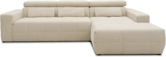 DOMO. collection Brandon Ecksofa, Sofa mit Rückenfunktion in L-Form, Polsterecke, Eckgarnitur, beige, 288 x 228 x 80 cm