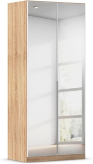 Rauch Möbel Alabama Schrank Kleiderschrank Drehtürenschrank Eiche Sonoma mit Spiegel 2-türig inklusive Zubehörpaket Premium 1 Kleiderstange, 2 Einlegeböden, 1 Schubkasteneinsatz BxHxT 91 x 210 x 54 cm