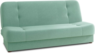Schlafsofa Sena - Sofa mit Schlaffunktion und Bettkasten, Velours Stoff, Bettsofa mit Bonell-Federkern, Couch (Mintgrün (Manila 11))