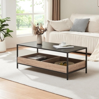 Couchtisch Belana 100x48x39 cm Schwarz/Eicheoptik [en. casa]