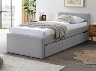 Vente-unique - Ausziehbett 90 x 190 cm - Stoff - Grau - DORITALO