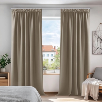 Deconovo Verdunkelungsvorhang Gardinen mit Kräuselband Blickdicht Vorhänge Wohnzimmer 2er Set, Vorhang Verdunkelung Vorhänge Kälteschutz Schlafzimmer Thermovorhang