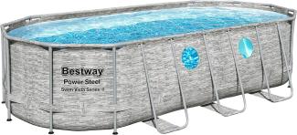 Power Steel™ Swim Vista Series™ Solo Pool ohne Zubehör 549 x 274 x 122 cm, Steinwand-Optik (Cremegrau), oval