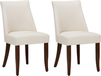 COLAMY Esszimmerstühle 2er Set, Küchenstuhl Polsterstuhl Stühle mit Rückenlehne, Moderne Stoff Dining Chairs mit Holzbeinen für Esszimmer, Küche, Restaurant mit Holzbeinen, Beige