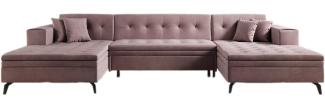 Designer Sofa Vivana mit Schlaffunktion Samt Rosé