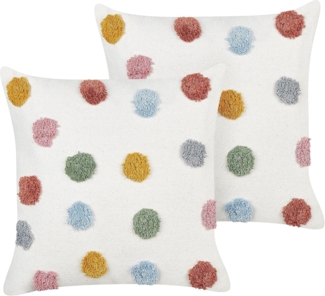 Kissen 2er Set Gepunktetes Muster WALLFLOWER Baumwolle 45 x 45 cm Weiß