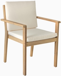 riess-ambiente Gartenstuhl KOPENHAGEN natur beige – Niedriglehner, inkl. Kissen, wetterfest (Einzelartikel, 1 St), massiver Outdoor-Stuhl aus Massivholz – ideal für Terrasse & Garten