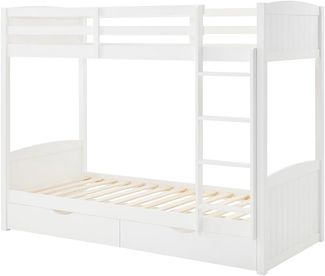 Vente-unique - Etagenbett - 2 x 90 x 200 cm - 2 Schubladen - Kiefer & MDF - Weiß - LIMODARA