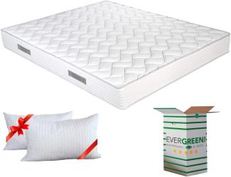 EVERGREENWEB Matratze 180x200 cm aus Polyurethanschaumstoff WATERFOAM, Ergonomisch, Höhe 20 cm + 2 Kissen aus Memory Foam Flocken, Atmungsaktiv Weiß Bezug, Orthopädisch, Massage-Effekt | Fashion