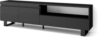 Skraut Home | TV-Schrank, Lowboard | für Wohnzimmer und Esszimmer | 200 x 57 x 35 cm | Für TV-Geräte bis zu 80" | Industriedesign | Moderner Stil | Schwarz