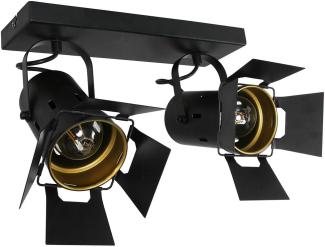 Deckenstrahler, Spot Studio Lampe, schwarz-gold, Höhe 33 cm