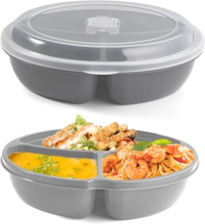 astor24 Mikrowellenteller 2 x Mikrowellenteller mit Deckel Menüteller Mikrowellengeschirr