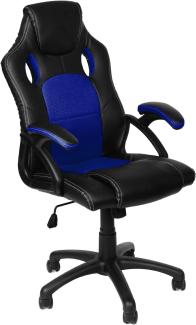 Gamer Stuhl Gaming Schreibtischstuhl Chefsessel Bürostuhl Ergonomisch, Blau, 9 Farbvarianten, gepolsterte Armlehnen, Wippmechanik, belastbar bis 150 kg, Lift TÜV geprüft, Panorama24