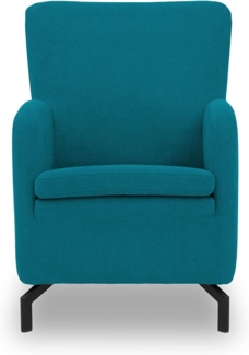 DOMO. collection Sessel Franca, Polstersessel mit hoher Rückenlehne und Metallfüßen, Einzelsessel, Armsessel 68 x 82 x 93 cm (BxTxH), türkis
