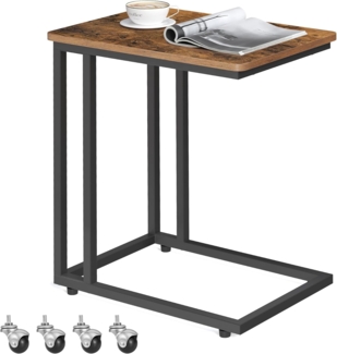 Vasagle Beistelltisch mit Rollen, Industrie-Design, Holzspanplatte/Stahl, Vintagebraun / Schwarz, 50 x 35 x 60 cm