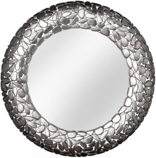 riess-ambiente Wandspiegel STONE MOSAIC XL 82cm silber (Einzelartikel, 1-St), Schlafzimmer · Metall · rund · mit Rahmen · Wohnzimmer · Deko