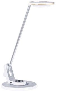 LED Schreibtischlampe CORVUS mit Dimmer Metall Weiß-Silber