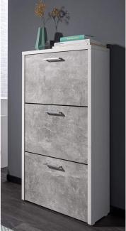 Schuhkipper >Filton< in Weiß Beton - 61x115x25cm (BxHxT)