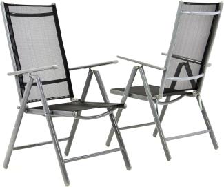 Nexos Stuhl, Klappstuhl, Gartenstuhl, Hochlehner für Terrasse, Balkon Camping Festival, aus Aluminium verstellbar, leicht, stabil, schwarz