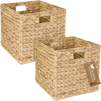 HMF Regalkorb Nachhaltiger Aufbewahrungskorb, geflochten aus Wasserhyazinthe Seegras, passend für Kallax Regale 32 x 34,5 x 32 cm, natur