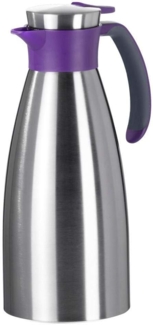 Emsa Soft Grip Isolierkanne, 1 Liter, Edelstahl, 12 Stunden heiß + 24 Stunden kalt, Auslaufsicher, Rutschfester Griff, Farbe Brombeer, 512577